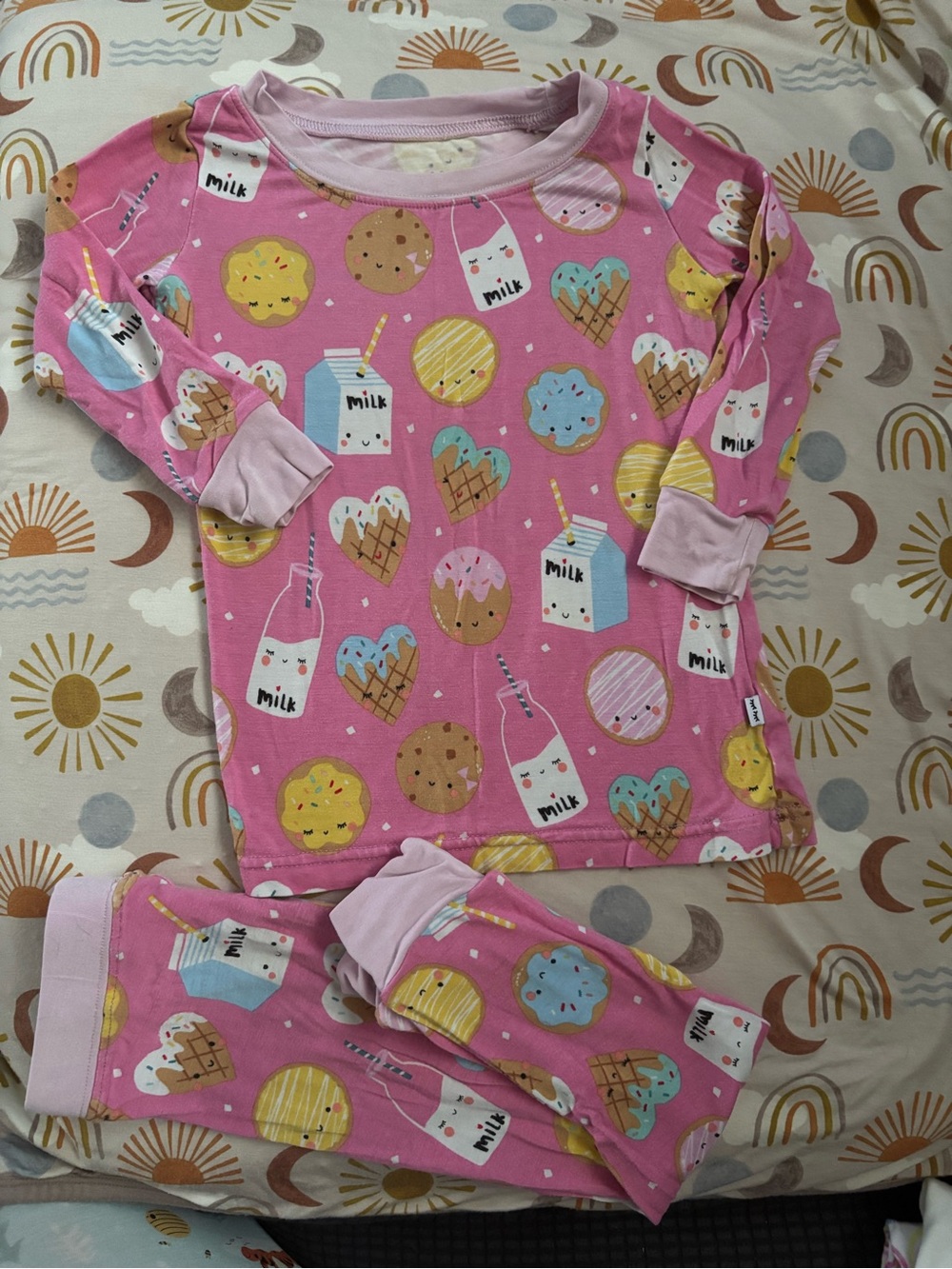 Little Sleepies Pink cookies& Milk Pajama Set